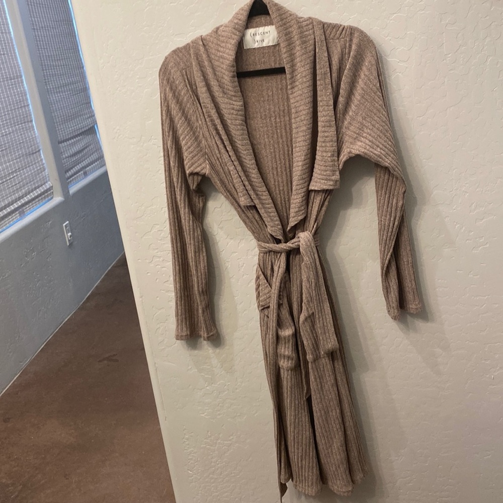 ( RESCENT  ) RIVE long ribbed tie front cardigan